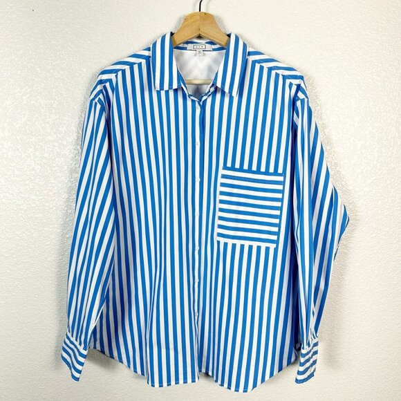 AYR Blue and White Striped Button Down Shirt - Picture 1 of 3